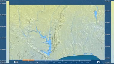 Togo alanda animasyonlu gösterge - ham renk shader ile güneş radyasyonu aya göre. Sterografik projeksiyon
