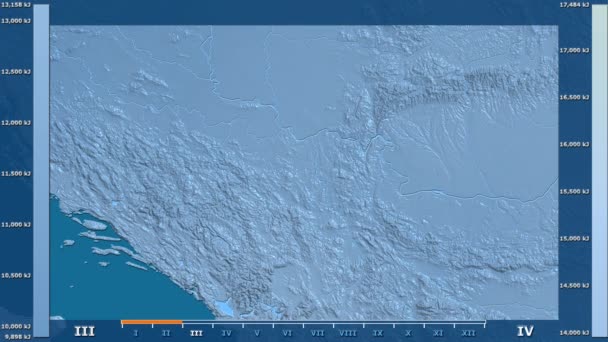 Rayonnement Solaire Par Mois Dans Région Serbie Avec Légende Animée — Video