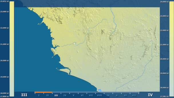 Radiación Solar Por Mes Área Sierra Leona Con Leyenda Animada — Vídeo de stock