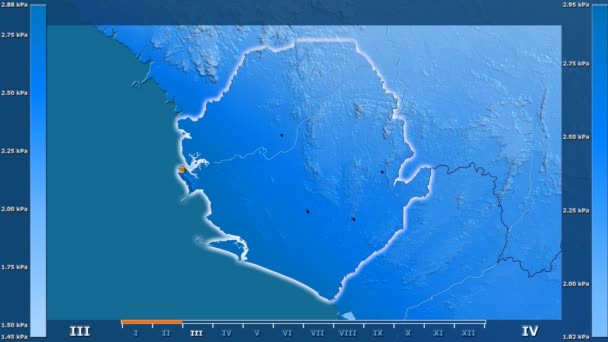 Tlak Vodní Páry Podle Měsíce Oblasti Sierra Leone Animovanou Legendou — Stock video