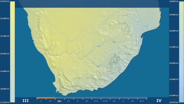 Radiação Solar Por Mês Área África Sul Com Lenda Animada — Vídeo de Stock