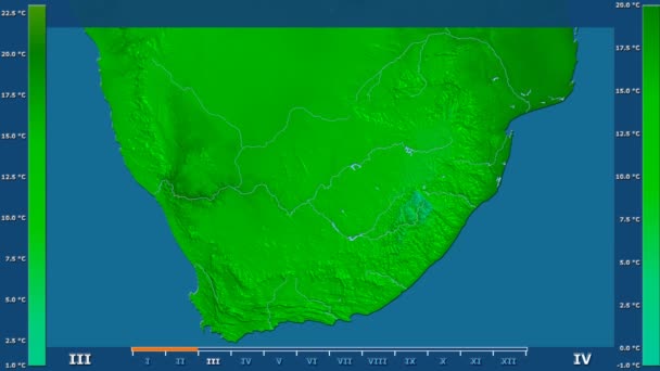 Ελάχιστη Θερμοκρασία Ανά Μήνα Στην Περιοχή Της Νότιας Αφρικής Κινούμενα — Αρχείο Βίντεο
