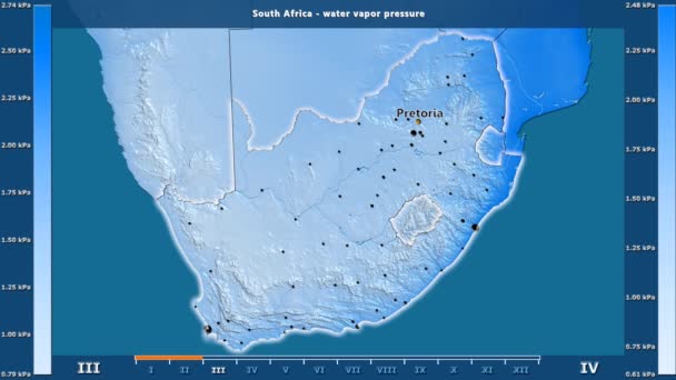 Pressão Vapor Água Por Mês Área África Sul Com Legenda — Vídeo de Stock