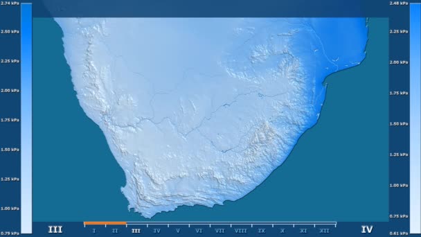 Πίεση Ατμών Νερού Ανά Μήνα Στην Περιοχή Της Νότιας Αφρικής — Αρχείο Βίντεο
