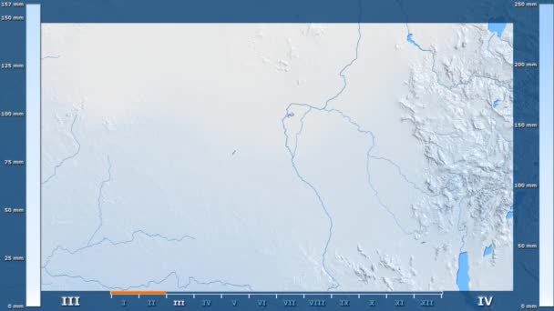 Precipitación Por Mes Área Sudán Del Sur Con Leyenda Animada — Vídeo de stock