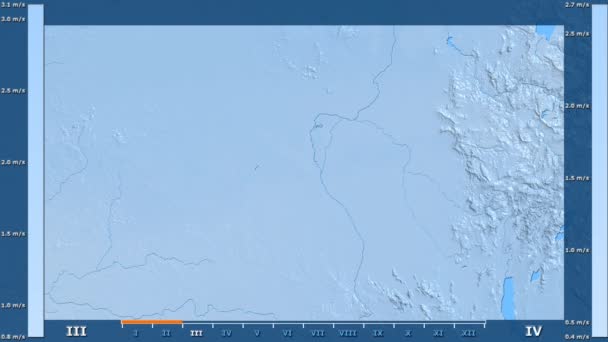 Velocidade Vento Por Mês Área Sudão Sul Com Legenda Animada — Vídeo de Stock