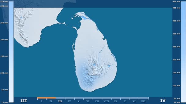 Precipitación Por Mes Área Sri Lanka Con Leyenda Animada Sombreado — Vídeos de Stock