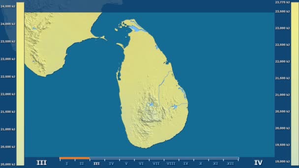 Solar Radiation Month Sri Lanka Area Animated Legend Raw Color — Stock Video