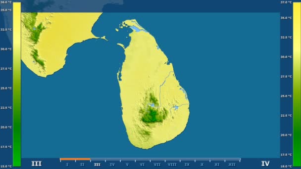 Maximale Temperatur Pro Monat Der Sri Lanka Gegend Mit Animierter — Stockvideo