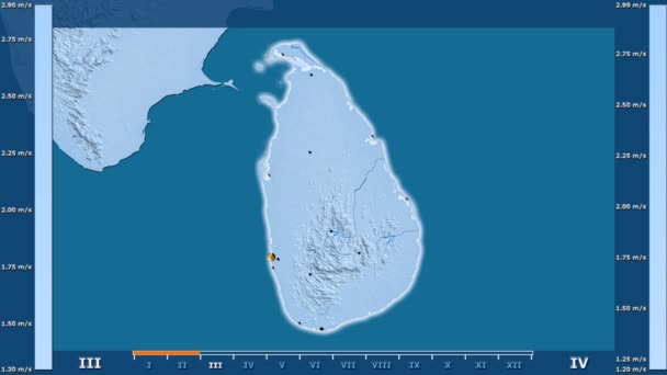 Hız Sri Lanka Alanda Animasyonlu Gösterge Parlayan Şekli Idari Sınırları — Stok video