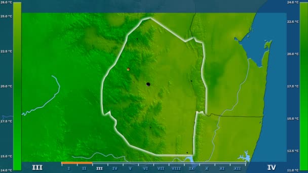 Temperatura Media Por Mes Zona Suazilandia Con Leyenda Animada Forma — Vídeo de stock