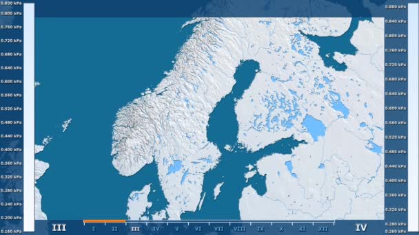 Wasserdampfdruck Von Monat Monat Der Schwedischen Gegend Mit Animierter Legende — Stockvideo