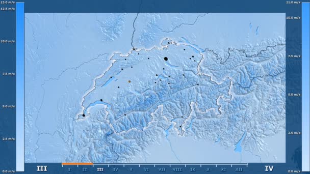 Velocidade Vento Por Mês Área Suíça Com Lenda Animada Forma — Vídeo de Stock