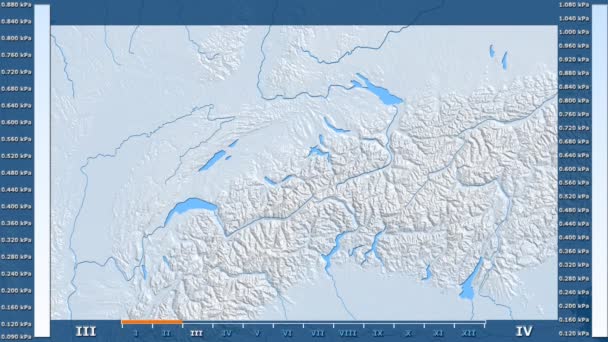 Water Vapor Pressure Month Switzerland Area Animated Legend Raw Color — Stock Video