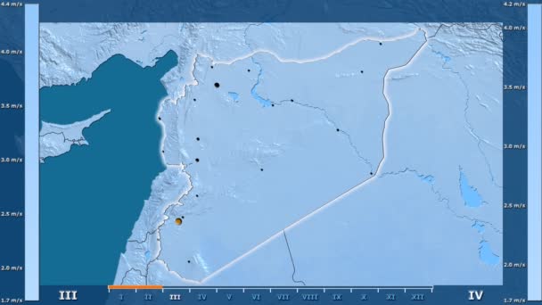 Wind Snelheid Maand Het Gebied Van Syrië Met Geanimeerde Legend — Stockvideo