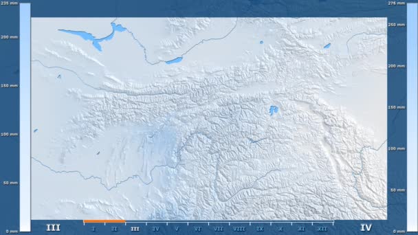 Précipitations Par Mois Dans Région Tadjikistan Avec Légende Animée Nuancier — Video