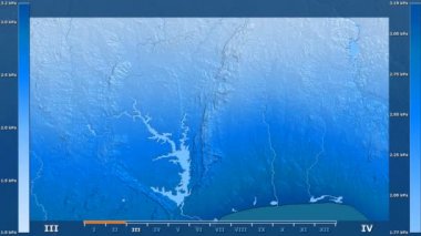 Su buharı basıncı Togo alanda animasyonlu gösterge - ham renk shader ile aya göre. Sterografik projeksiyon