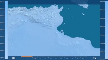 Rüzgar hızı animasyonlu efsanesi - ham renk shader ile Tunus alanında aya göre. Sterografik projeksiyon