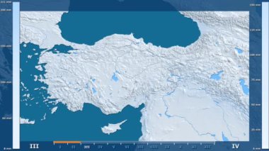 Animasyonlu gösterge - ham renk shader ile Türkiye'nin bölgede yağış aya göre. Sterografik projeksiyon