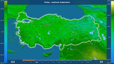 Animasyonlu efsanesi - İngilizce etiketleri ile Türkiye'nin bölgede aya göre maksimum sıcaklık: ülke ve sermaye adları, açıklama göster. Sterografik projeksiyon