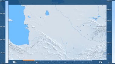 Animasyonlu gösterge - ham renk shader ile Türkmenistan bölgede yağış aya göre. Sterografik projeksiyon