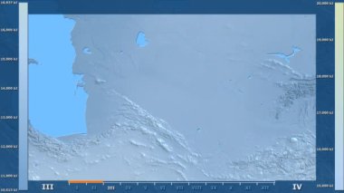 Animasyonlu efsanesi - ham renk shader ile Türkmenistan alanında güneş radyasyonu aya göre. Sterografik projeksiyon