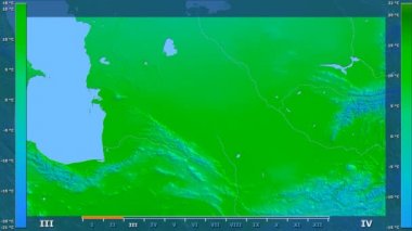 Animasyonlu efsanesi - ham renk shader ile Türkmenistan alanında ortalama sıcaklık aya göre. Sterografik projeksiyon