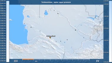 Animasyonlu efsanesi - İngilizce etiketleri ile Türkmenistan alan aya göre su buharı basıncı: ülke ve sermaye adları, açıklama göster. Sterografik projeksiyon