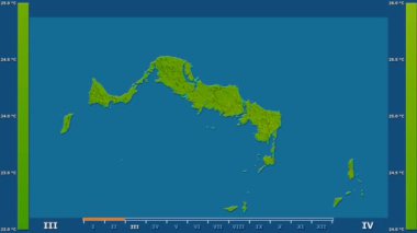 Turks ve Caicos Adaları alanında animasyonlu efsanesi - ham renk shader ile ortalama sıcaklık aya göre. Sterografik projeksiyon