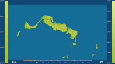 Turks ve Caicos Adaları alanında animasyonlu efsanesi - ham renk shader ile maksimum sıcaklık aya göre. Sterografik projeksiyon
