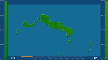 Turks ve Caicos Adaları alanında animasyonlu efsanesi - ham renk shader ile minimum sıcaklığı aya göre. Sterografik projeksiyon