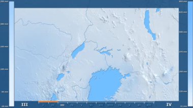 Animasyonlu gösterge - ham renk shader ile Uganda bölgede yağış aya göre. Sterografik projeksiyon