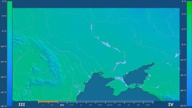 Animasyonlu efsanesi - ham renk shader ile Ukrayna alanında minimum sıcaklığı aya göre. Sterografik projeksiyon