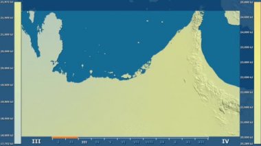 Animasyonlu efsanesi - ham renk shader ile Birleşik Arap Emirlikleri alanında güneş radyasyonu aya göre. Sterografik projeksiyon