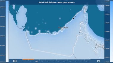 Animasyonlu efsanesi - İngilizce etiketleri ile Birleşik Arap Emirlikleri alan aya göre su buharı basıncı: ülke ve sermaye adları, açıklama göster. Sterografik projeksiyon