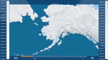 Animasyonlu efsanesi - ham renk shader ile Amerika Birleşik Devletleri Alaska bölgesinde su buharı basıncı aya göre. Sterografik projeksiyon