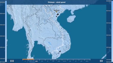 Rüzgar hızı aya göre animasyonlu efsanesi - İngilizce etiketleri ile Vietnam alanında: ülke ve sermaye adları, açıklama göster. Sterografik projeksiyon