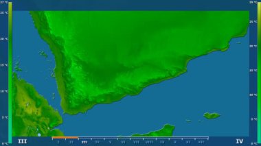 Animasyonlu efsanesi - ham renk shader ile Yemen alanında minimum sıcaklığı aya göre. Sterografik projeksiyon