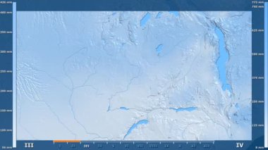 Animasyonlu gösterge - ham renk shader ile Zambiya bölgede yağış aya göre. Sterografik projeksiyon