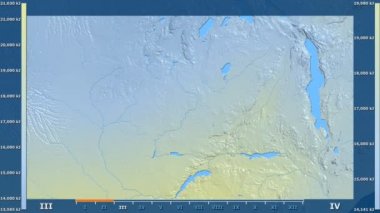 Animasyonlu efsanesi - ham renk shader ile Zambiya alanında güneş radyasyonu aya göre. Sterografik projeksiyon