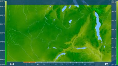 Animasyonlu efsanesi - ham renk shader ile Zambiya alanında ortalama sıcaklık aya göre. Sterografik projeksiyon