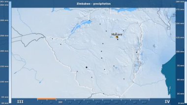 Animasyonlu efsanesi - İngilizce etiketleri ile Zimbabve alan aya göre Yağış: ülke ve sermaye adları, açıklama göster. Sterografik projeksiyon