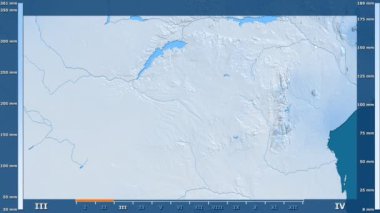 Animasyonlu efsanesi - ham renk shader ile Zimbabve alan yağış aya göre. Sterografik projeksiyon