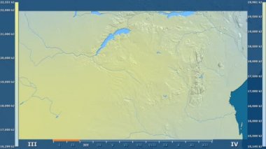Animasyonlu efsanesi - ham renk shader ile Zimbabve alanında güneş radyasyonu aya göre. Sterografik projeksiyon