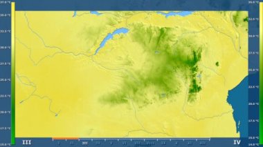 Animasyonlu efsanesi - ham renk shader ile Zimbabve alanında maksimum sıcaklık aya göre. Sterografik projeksiyon