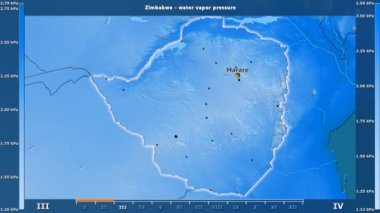 Animasyonlu efsanesi - İngilizce etiketleri ile Zimbabve alan aya göre su buharı basıncı: ülke ve sermaye adları, açıklama göster. Sterografik projeksiyon