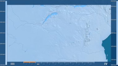 Rüzgar hızı animasyonlu efsanesi - ham renk shader ile Zimbabve alanında aya göre. Sterografik projeksiyon