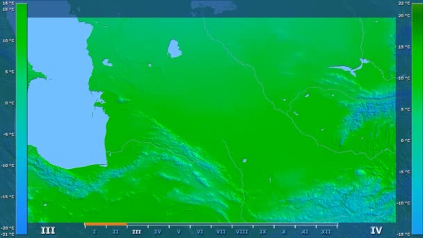 Gemiddelde Temperatuur Maand Het Gebied Van Turkmenistan Met Geanimeerde Legend — Stockvideo