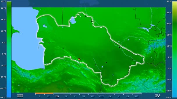 Temperatura Máxima Por Mês Área Turquemenistão Com Lenda Animada Forma — Vídeo de Stock