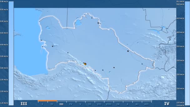 Wind Snelheid Maand Het Gebied Van Turkmenistan Met Geanimeerde Legend — Stockvideo